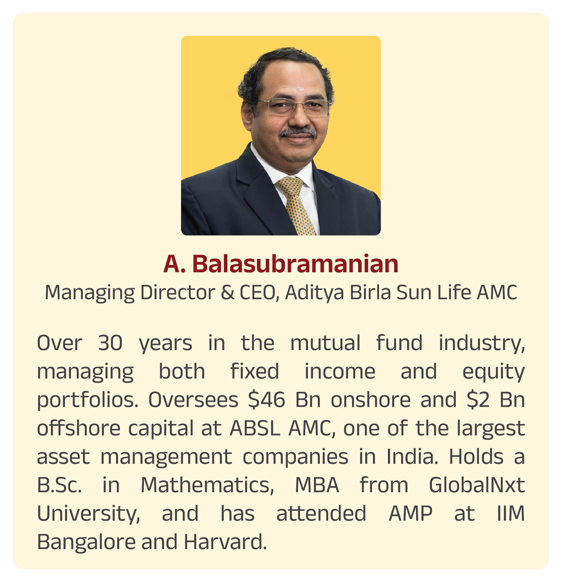 A. Balasubramanian - Managing Director & CEO